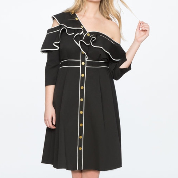 NWT Asymmetric One Shoulder Ruffle Dress Eloquii